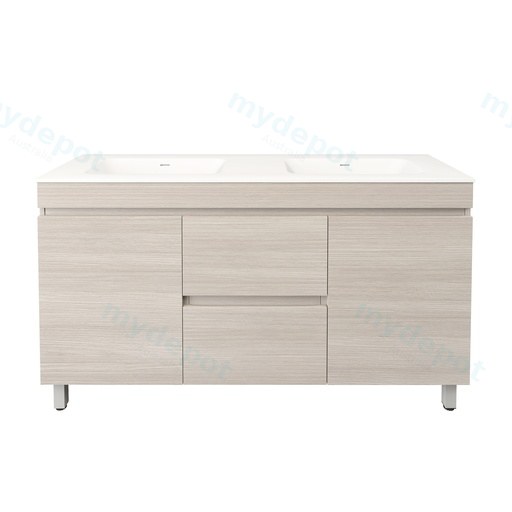 1490X455X710mm Camden Modern Free Standing Cabinet Coastal Oak,Soft Closing Finger Pull Doors,Middle Drawers