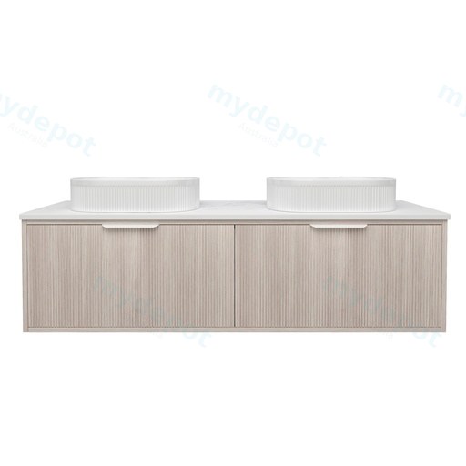 1490x455x400mm Kliff Fluted Wood Grain Vanity Coastal Oak Soft Closing Drawer Pull Out With Handle