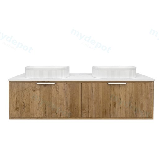 1490x455x400mm Kliff Fluted Wood Grain Vanity Prime Oak Soft Closing Drawer Pull Out With Handle
