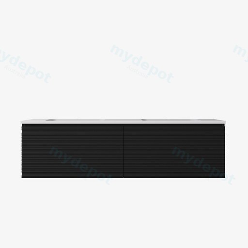 1490x455x400mm Matte Black Sedona Modern Fluted Wall Hung PVC Cabinet