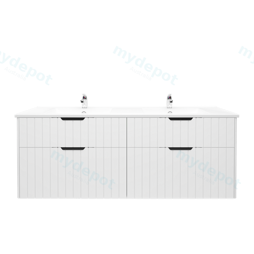 1500mm Aria Matte White Mdf Four Drawers Wall Hung Bathroom Vanity Cabinet Only With Handle
