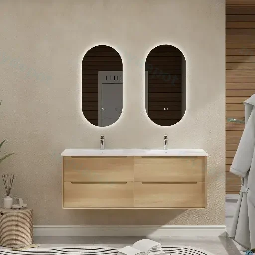 1500mm Bell Collection Natural Oak Plywood 4 Drawers Wall Hung Bathroom Vanity Cabinet Only