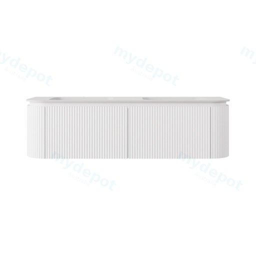 1490x495x400mm Matte White Estella Modern Wall Hung Vanity PVC Cabinet Two Middle Drawer Plus Two Side Drawers Soft Closing Door And Drawers