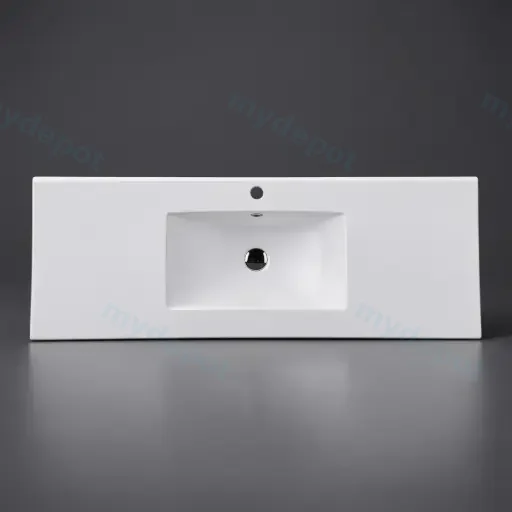 1500*460*175mm Gloss White Single Bowl Ceramic Top With Mixer Hole