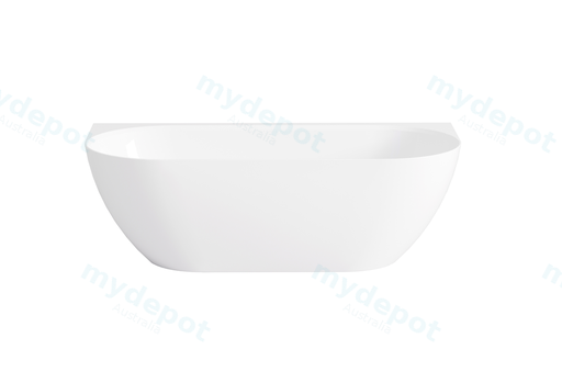 1500*770*550mm Gloss White Ellips Back To Wall Free Standing Acrylic Bathtub No Overflow, Chrome Waste And Pipe Included