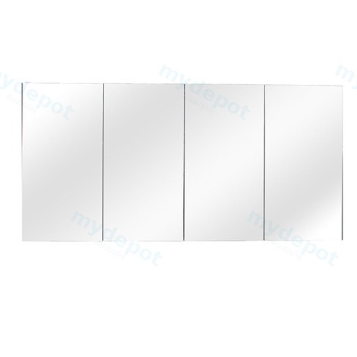 1500mm Bathroom Shaving Cabinet PVC Gloss White 2PAC 4 Door Pencil Edge