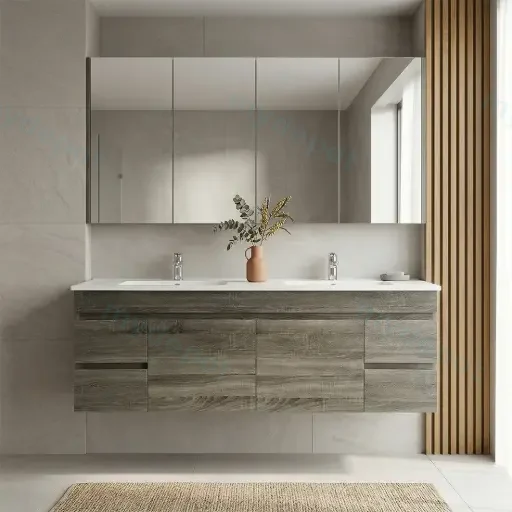 1500mm Dark Grey MDF Wall Hung Bathroom Vanity Cabinet Only PVC Vacuum Filmed