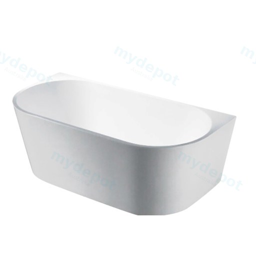 1500mm Ellis Back To Wall Bathtub Gloss White Acrylic Round Edge
