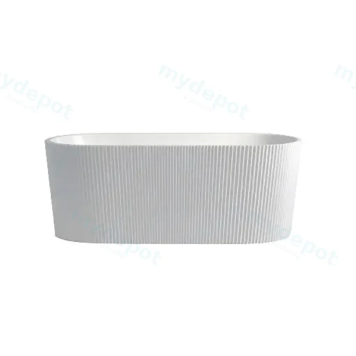 1500X750X580mm Gloss White Agena Fluted Groove Acrylic Free Standing Bath None Overflow 40mm Waste+Pipe Supplied