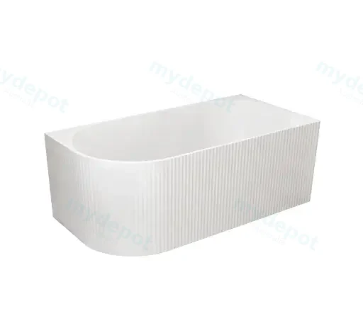 1500X750X600mm Gloss White Binge Fluted Skirt Bath Right Corner None Overflow 40mm Waste+Pipe Supplied