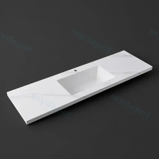 1500x460x190mm Carrara White Sintered Stone Seamlessjoined With Fine Ceramic Basin