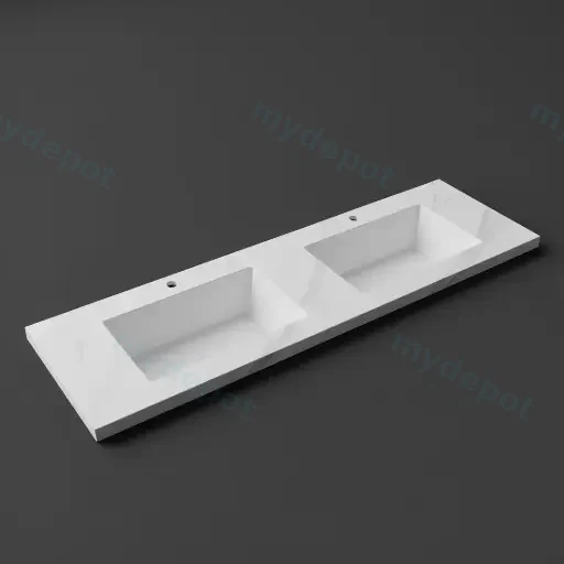 1500x460x190mmCarrara White Sintered Stone Seamlessjoined With Fine Ceramic Basin Double Bowl
