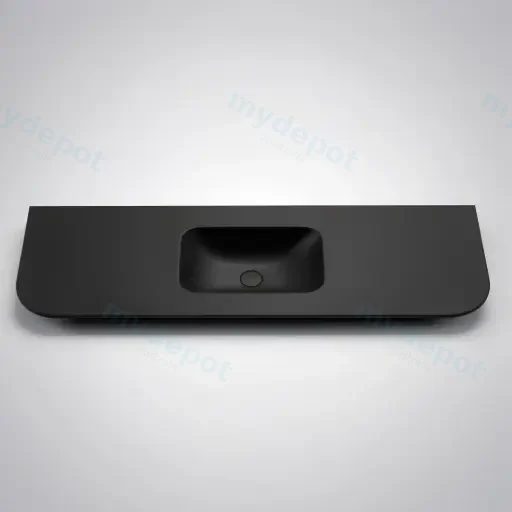 1505X505X140 Matte Black Aruro Solid Surface Stone Basin