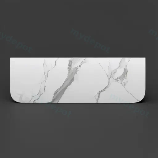1500mm White Marble Look Sintered Stone Top Matte Finish Rounded Corner Benchtop