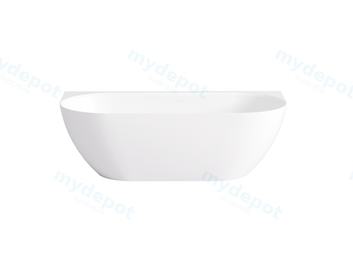 1700*800*550mm Matte White Ellips Back To Wall Free Standing Acrylic Bathtub No Overflow,Matte White Waste And Pipe Included