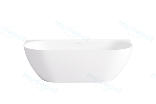 1700*800*550mm Matte White Ellips Back To Wall Free Standing Acrylic Bathtub With Overflow,Matte White Waste And Pipe Included