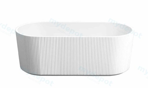 1700*800*590mm Rose Fluted V-Groove Freestanding Matt White Bathtub