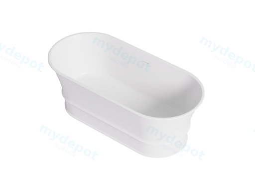1700X800X680mm Matt White Harold Solid Surface Stone Bath Integrated Overflow, 40mm Waste And Pipe Included