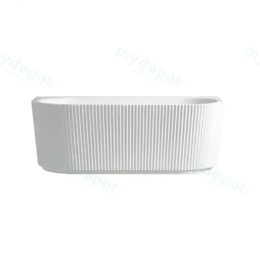 1700X800X600mm Gloss White Bingie Fluted Skirt Bath Back To Wall None Overflow 40mm Waste+Pipe Supplied