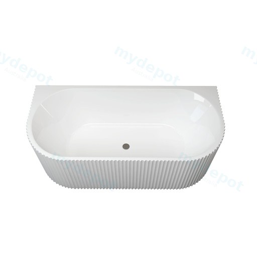 1700mm Kiama Grooved Gloss White Back to Wall Bathtub