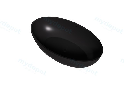 1760X1030X550mm Matt Black Kirra Solid Surface Stone Bath