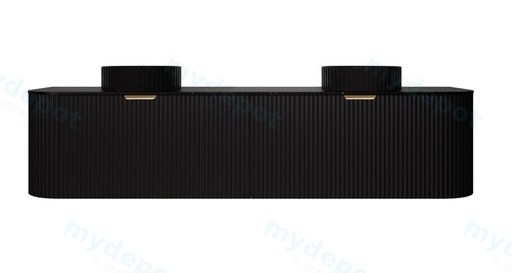 1790X455X470mm Matte Black Agena Modern Fluted Wall Hung Vanity PVC Cabinet