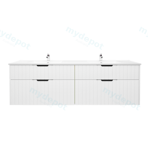 1800mm Aria Matte White MDF Four Drawers Wall Hung Bathroom Vanity Cabinet Only With Handle