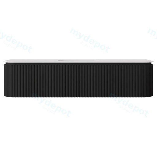 1790x495x400mm Matte Black Estella Modern Wall Hung Vanity PVC Cabinet Two Middle Drawer Plus Two Side Drawers Soft Closing Door And Drawers
