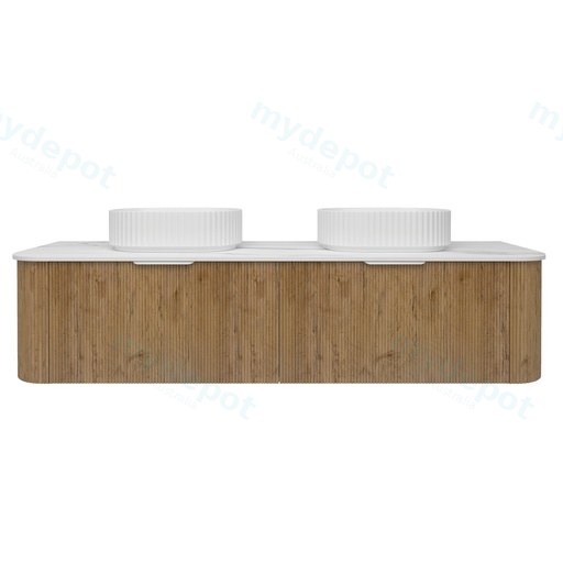 1790*493*400mm Prime Oak Agena Fluted Wood Grain Wall Hung Vanities Soft Closing Drawer Pull Out With Handle