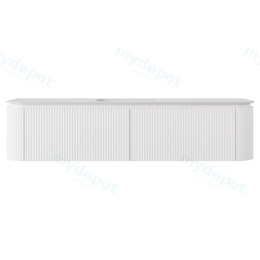 1790x495x400mm Matte White Estella Modern Wall Hung Vanity PVC Cabinet Two Middle Drawer Plus Two Side Drawers Soft Closing Door And Drawers