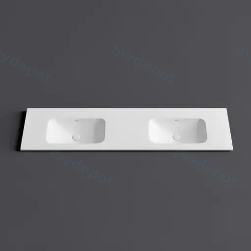1805X465X145 Gloss White Chasey Solid Surface Stone Basin Double Bowl
