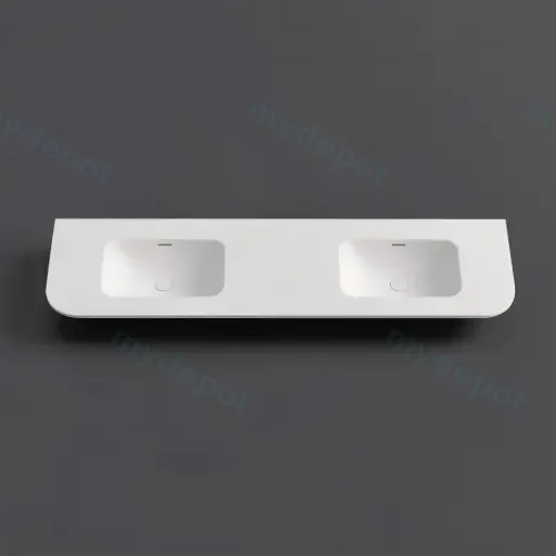 1805X505X140 Matte White Aruro Solid Surface Stone Basin Double Bowl
