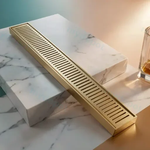 300*100*26mm Lauxes Aluminium Next Generation 26 Floor Grate Matte Yellow Gold