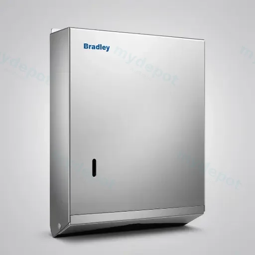 255WX330HX75Dmm Bradley Australia Map Ultraslim Paper Satin SS Towel Dispenser