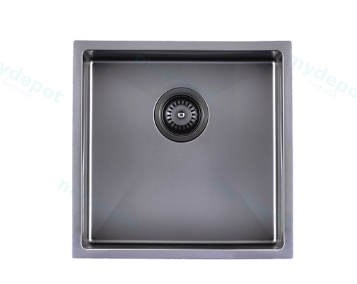 304 Stainless Steel Gun Metal Grey PVD Coating Single Bowl Kitchen Sink(Round Edges,with Bottom Tray)440*440*205mm