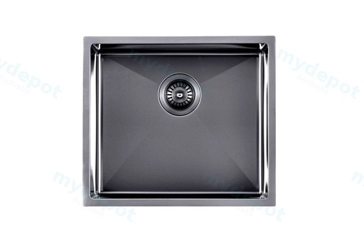 304 Stainless Steel Gun Metal Grey PVD Coating Single Bowl Kitchen Sink(Round Edges,with Bottom Tray)500*440*230mm