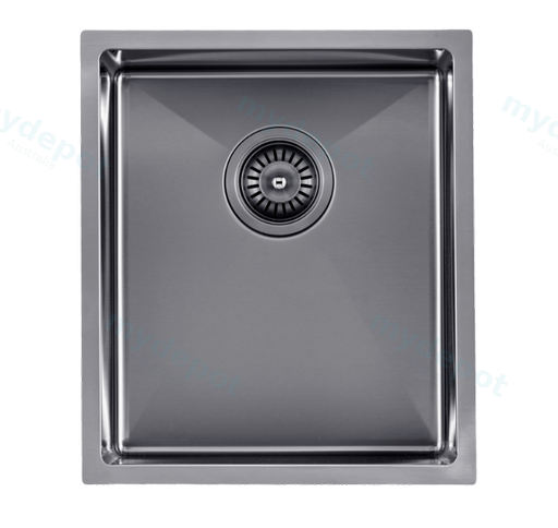 304 Stainless Steel Gun Metal Grey PVD Coating Single Bowl Kitchen Sink(Round Edges,with Bottom Tray)390*450*215mm