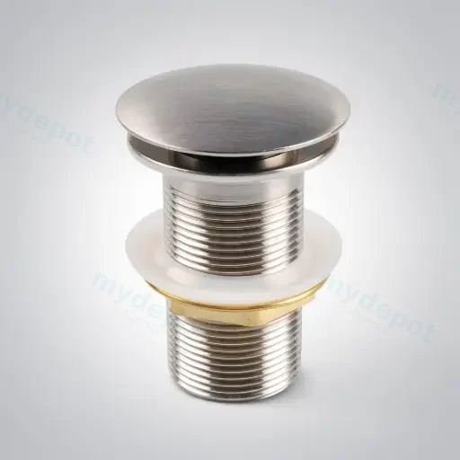 32/40mm Brushed Nickel Mushroom Solid Brass Basin Pop Up Waste without Overflow