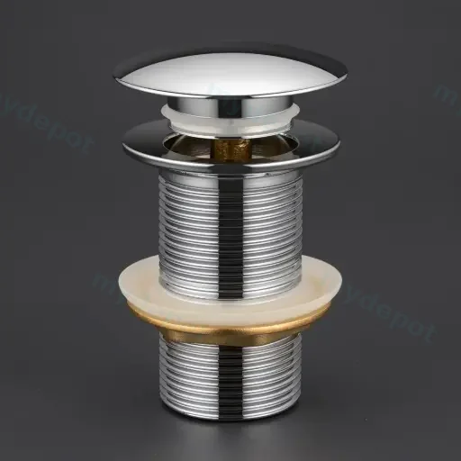 32/40mm Chrome Mushroom Solid Brass Basin Pop Up Waste NO Overflow