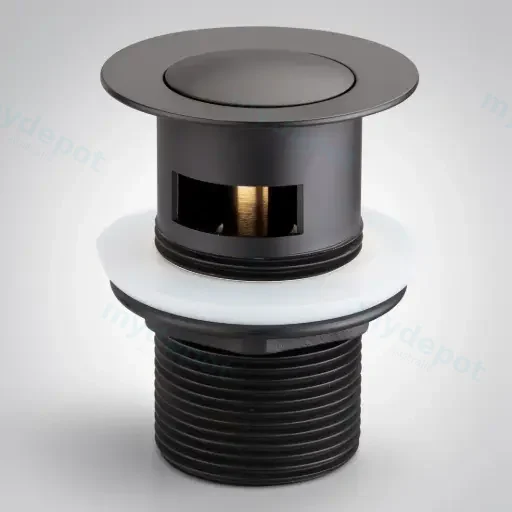 32/40mm Matt Black Solid Brass Basin Pop Up Waste With Overflow