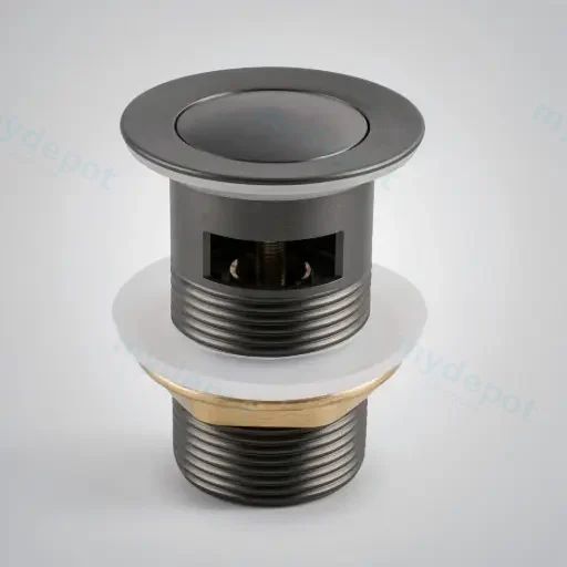 32/40mm Solid Brass Basin Pop Up Waste with Overflow Gun Metal Grey