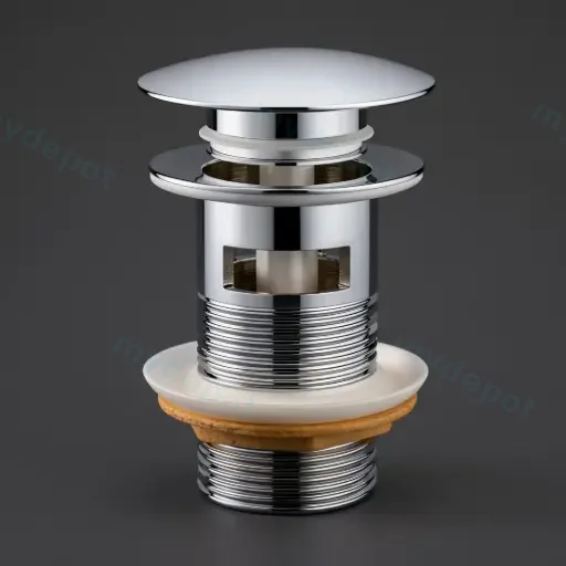 32/40mm Chrome Mushroom Solid Brass Basin Pop Up Waste with Overflow