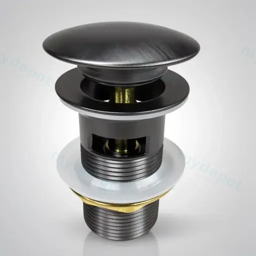 32/40mm Gun Metal Mushroom Solid Brass Basin Pop Up Waste with Overflow