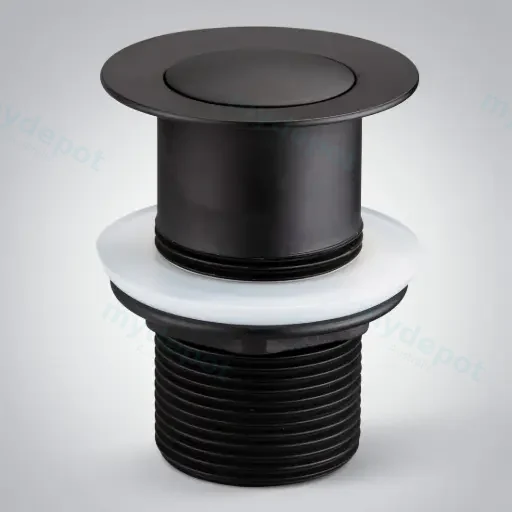 32/40mm Matt Black Solid Brass Basin Pop Up Waste NO Overflow