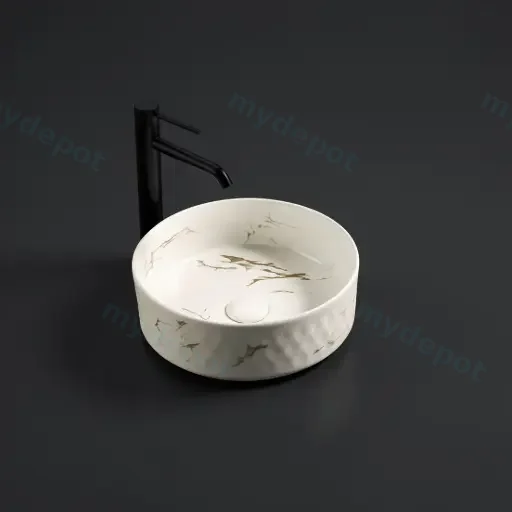 345*345*115mm Matte Carrara White Ollia Fine Ceramic Above Counter Basin No Overflow,32mm Waste