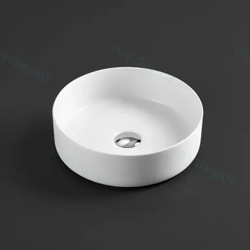 355*355*120mm Sasso Matt White Above Counter Round Basin