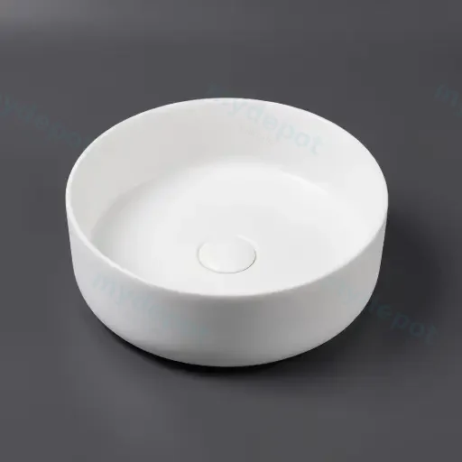 355*355*120mm Matt White Above Counter Round Basin