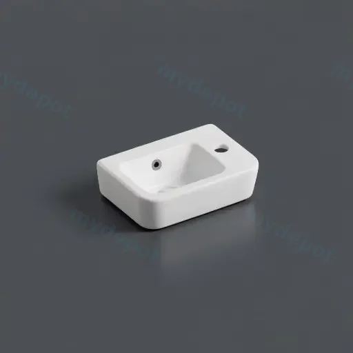 375*245*100mm Wall Hung Rectangular Basin With Right Side Mixer Hole