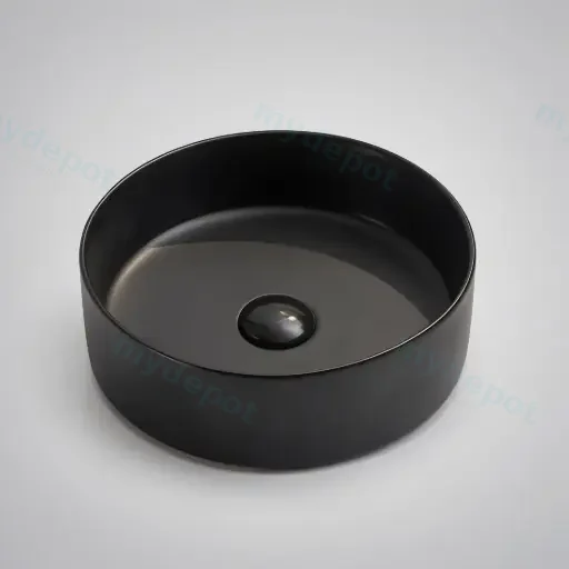 395*395*115mm Matte Black Olley Fine Ceramic Above Counter Basin No Overflow,32mm Waste