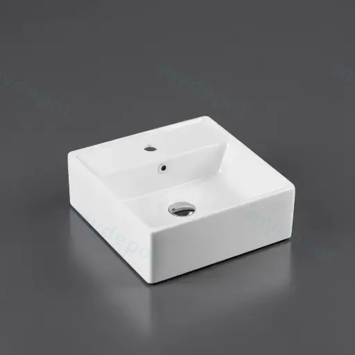 401*410*150mm Wall Hung Square Basin With Mixer Hole